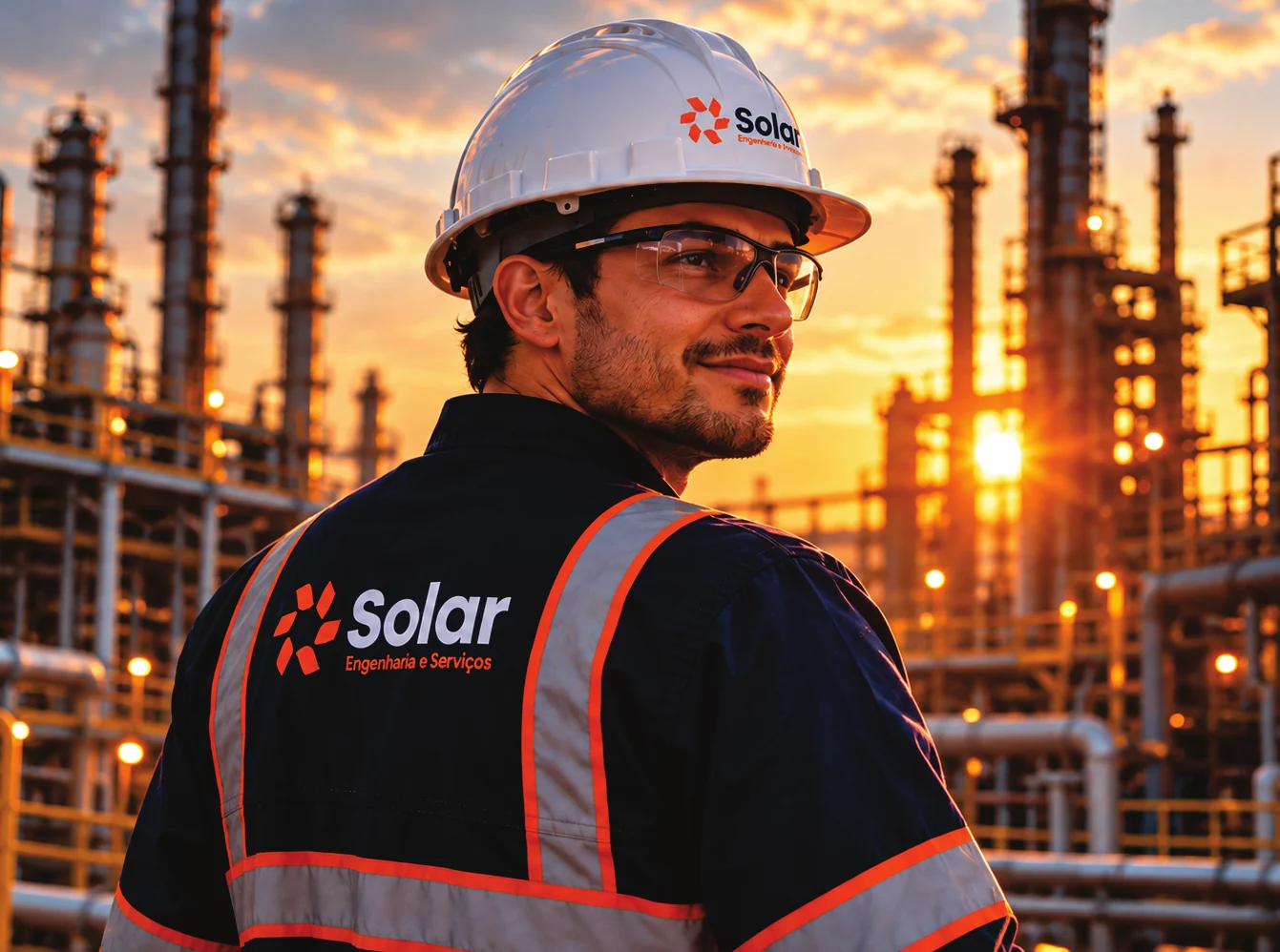 Profissional da Solar em área industrial